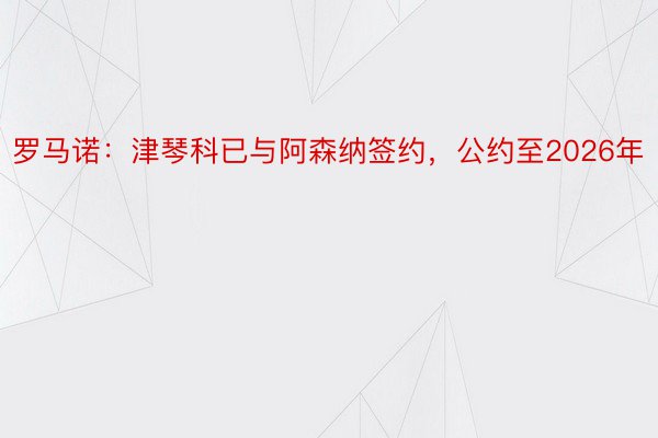 罗马诺：津琴科已与阿森纳签约，公约至2026年