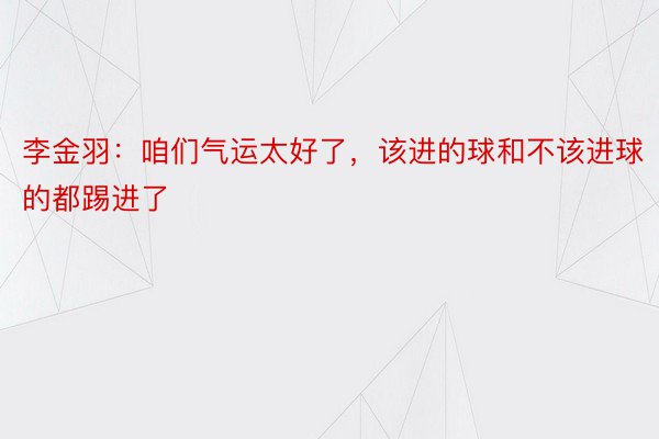 李金羽：咱们气运太好了，该进的球和不该进球的都踢进了