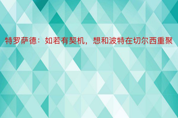 特罗萨德：如若有契机，想和波特在切尔西重聚