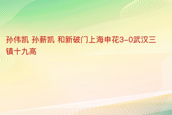 孙伟凯 孙薪凯 和新破门上海申花3-0武汉三镇十九高