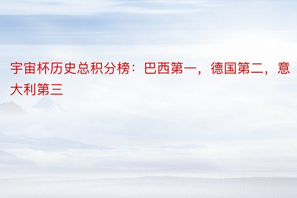 宇宙杯历史总积分榜：巴西第一，德国第二，意大利第三