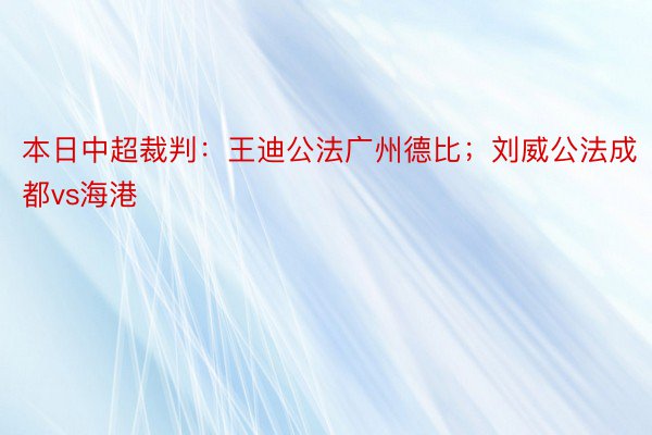 本日中超裁判：王迪公法广州德比；刘威公法成都vs海港